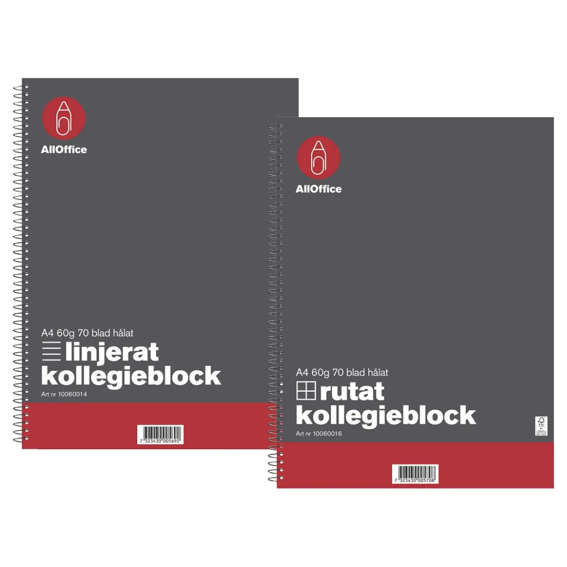Kollegieblock AllOffice Linjerat 70 Blad A4 60g