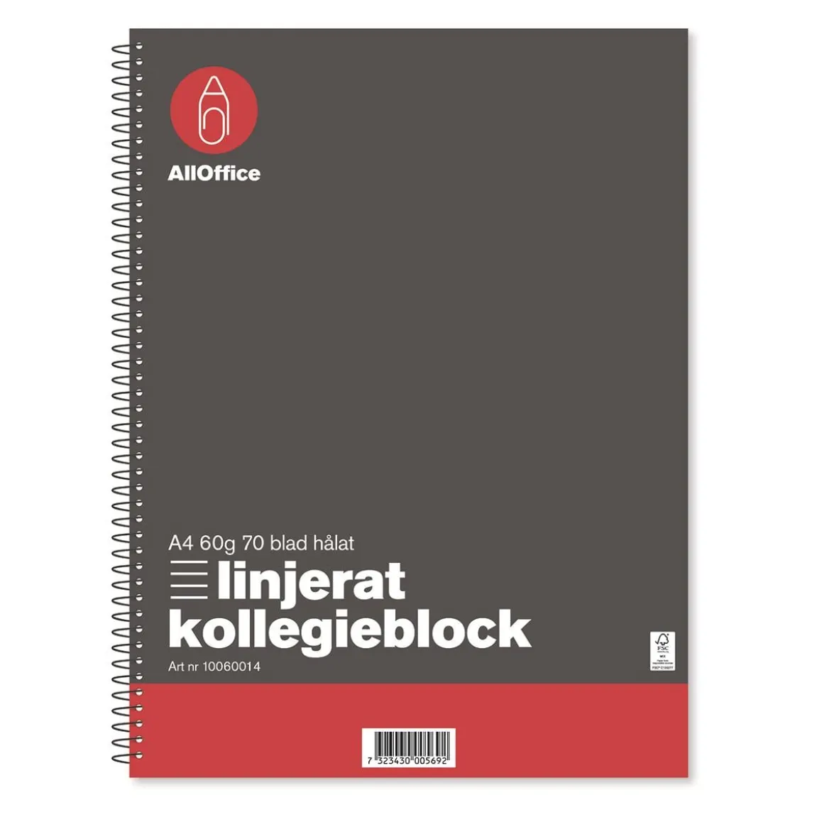 Kollegieblock AllOffice Linjerat 70 Blad A4 60g