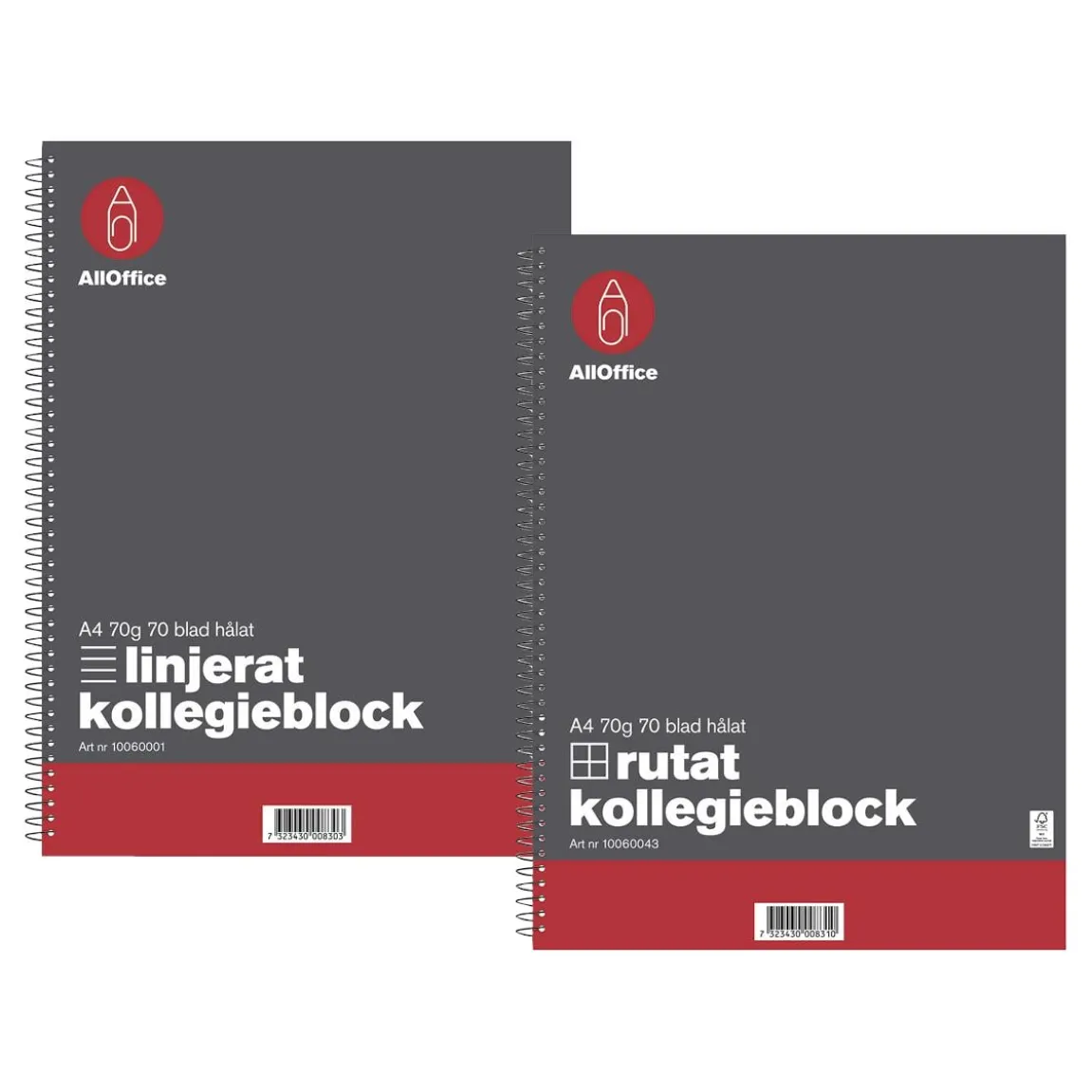 Kollegieblock AllOffice Linjerat 70 Blad A4 70g