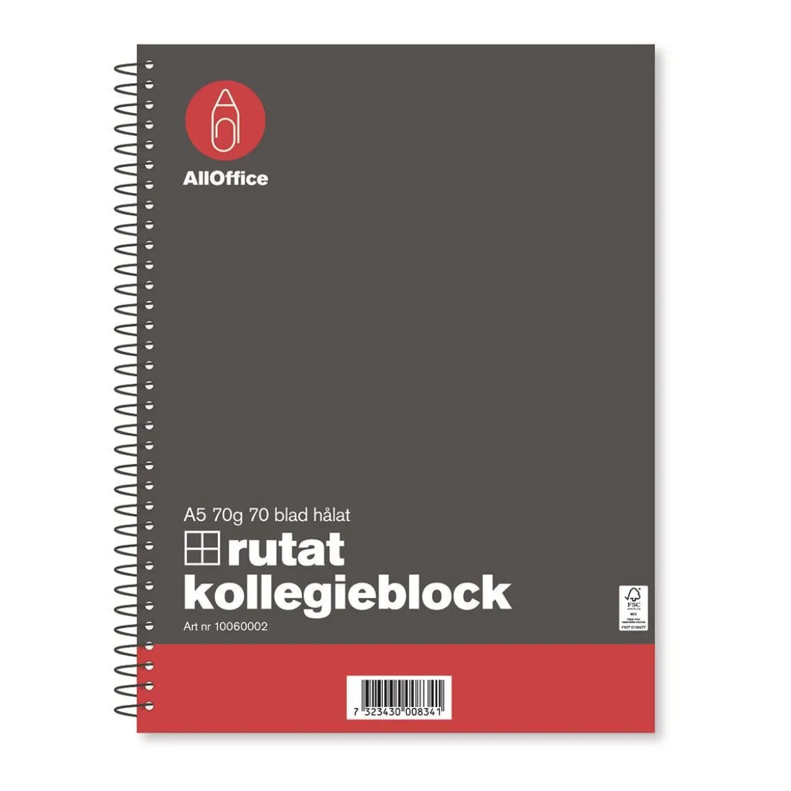 Kollegieblock AllOffice Rutat 70 Blad A5 70g