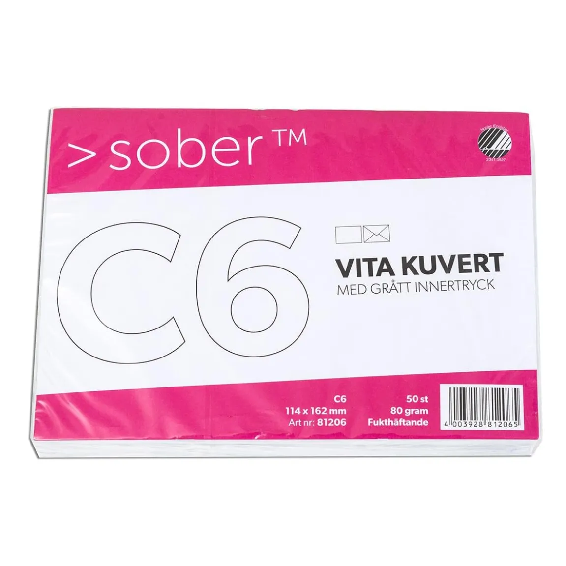 Kuvert Sober C6 FH Vit 80g