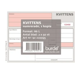 Kvittensblock Numrerad 50 Sidor Med Kopia A6L