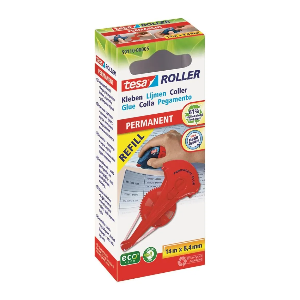 Limroller Tesa Refill Permanent EcoLogo 8,4mm x 14m
