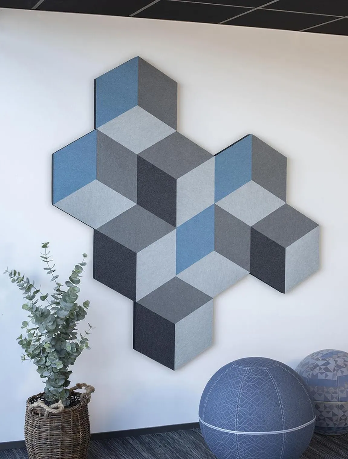 Ljudabsorbent Cubism Blå