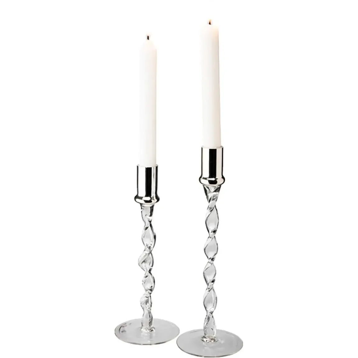 Ljusstake Dorre Glas med silvertopp 27cm