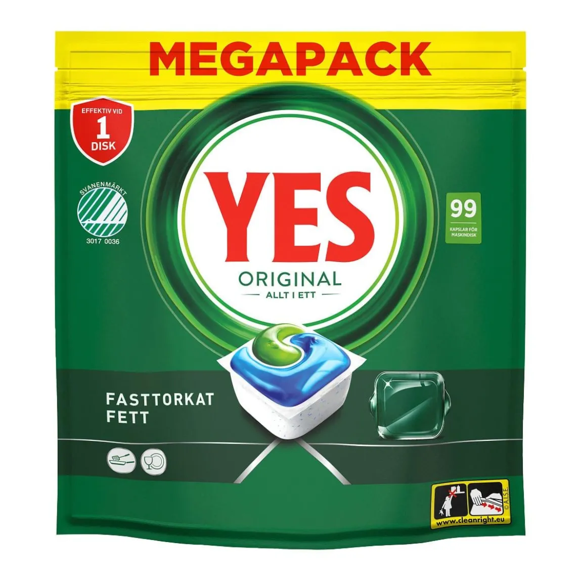 Maskindiskmedel YES Original Allt i Ett Tablett