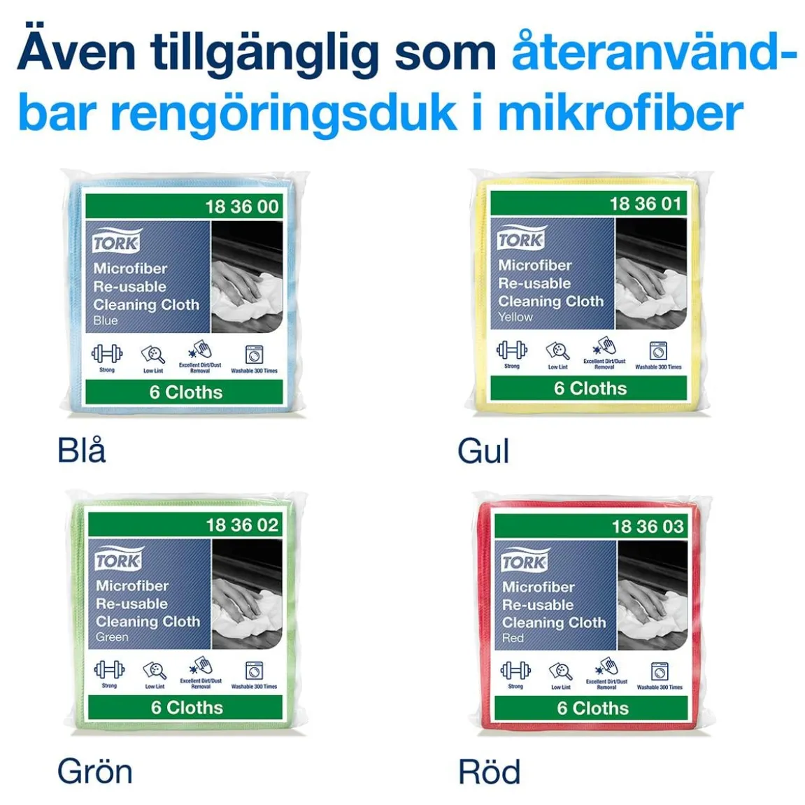 Mikrofiberduk Tork Engångs Vit 29,5x34cm