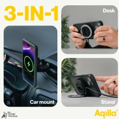 Mobilladdare Aqiila Trådlös Qi2 15W Inkl bilfäste