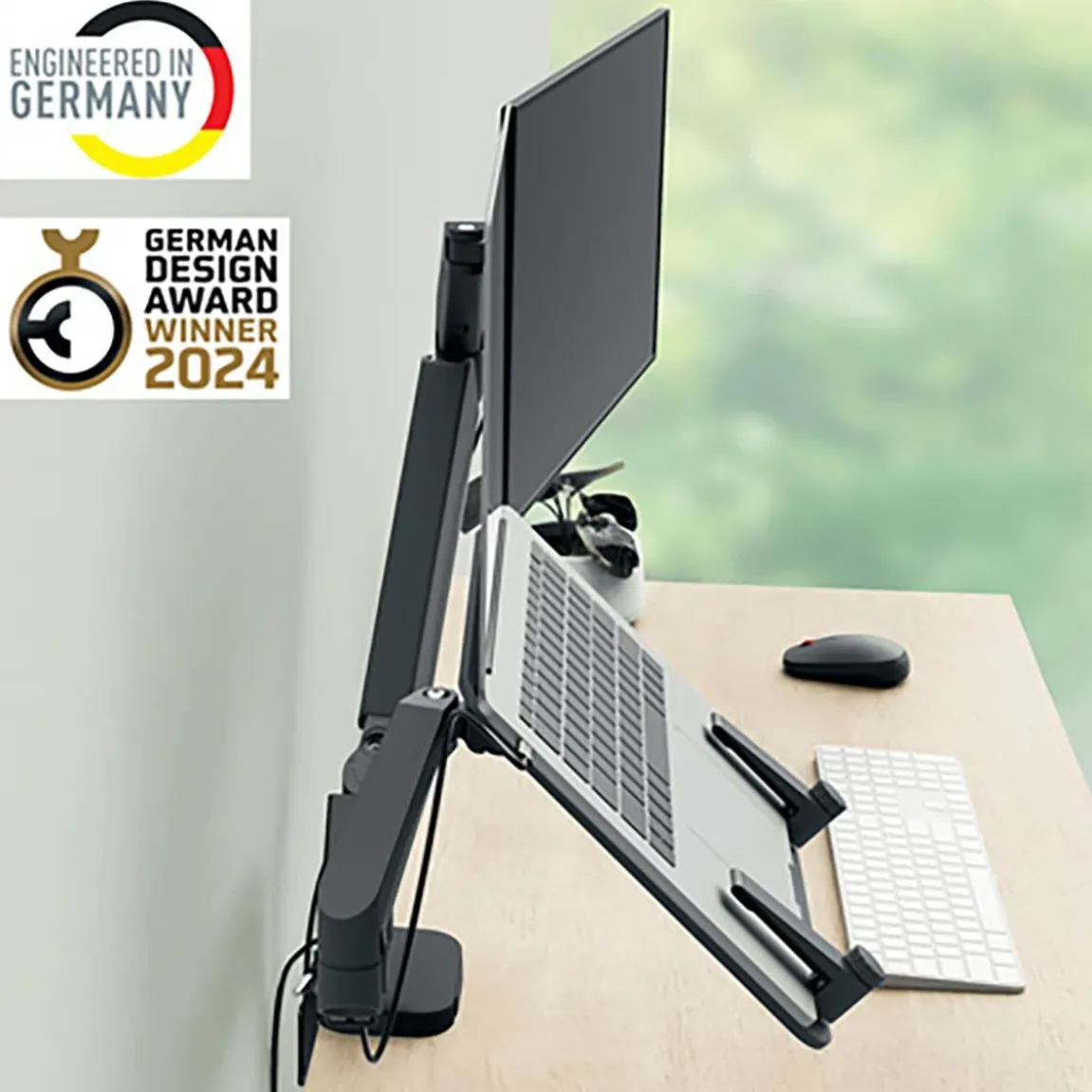 Monitorarm Leitz Ergo Dubbel & Laptop-Stativ