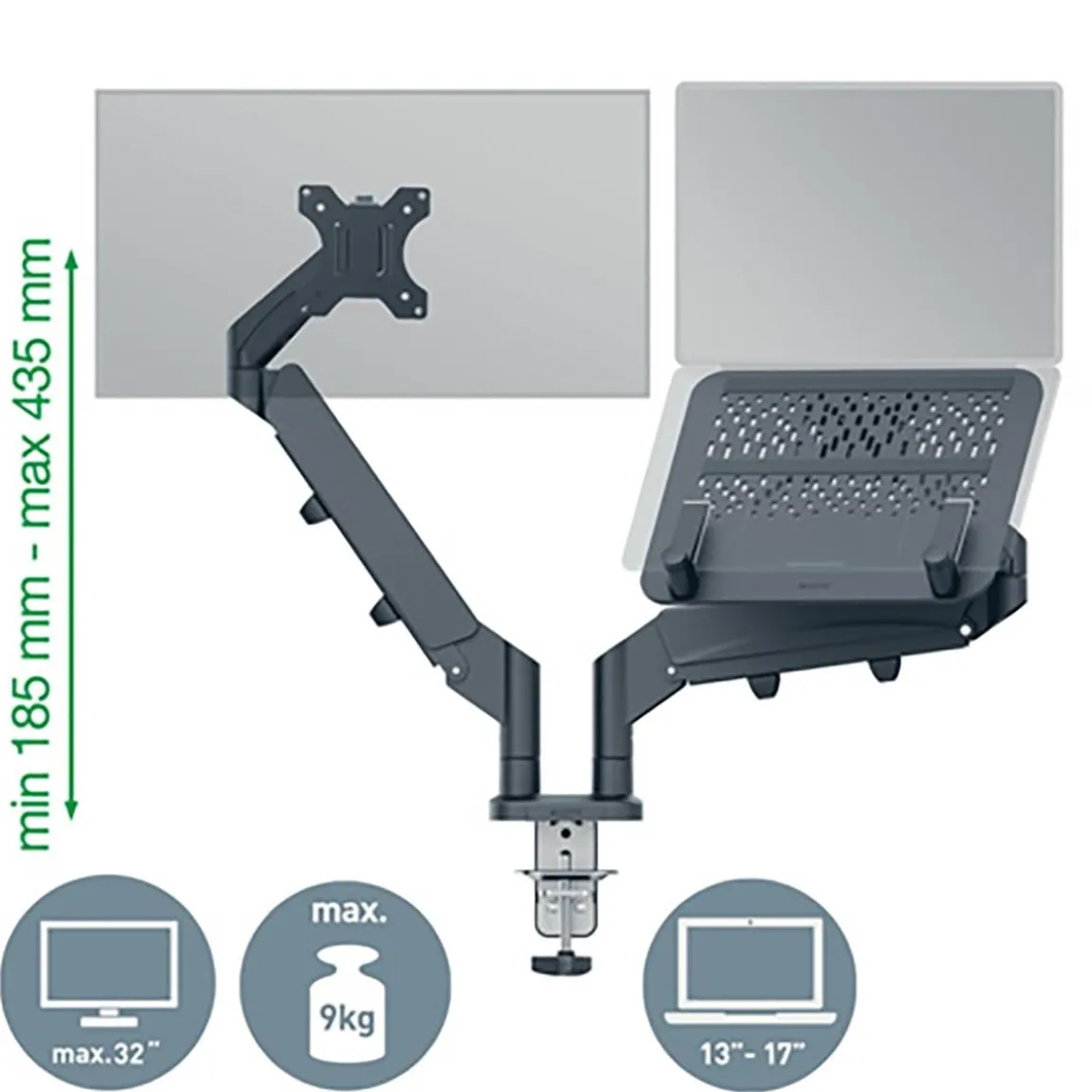 Monitorarm Leitz Ergo Dubbel & Laptop-Stativ