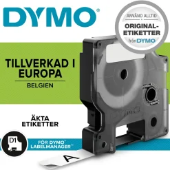Märkband Dymo D1 Durable extra stark Svart/Vit 12mm