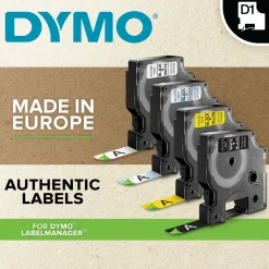 Märkband Dymo D1 7m x 12mm Svart/Vit Storpack