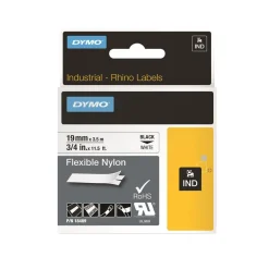 Märkband Dymo Rhino Nylon Flexibel 19mm Svart/Vit 3,5m