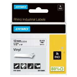 Märkband Dymo Vinyl 12mm Svart/Vit 5,5m