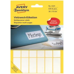 Märketikett Avery Zweckform permanent vit 38x18mm