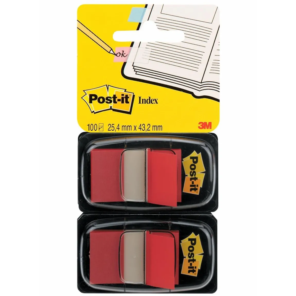 Märkflik Post-it 680 2x50 Flikar Röd 25,4x43,2