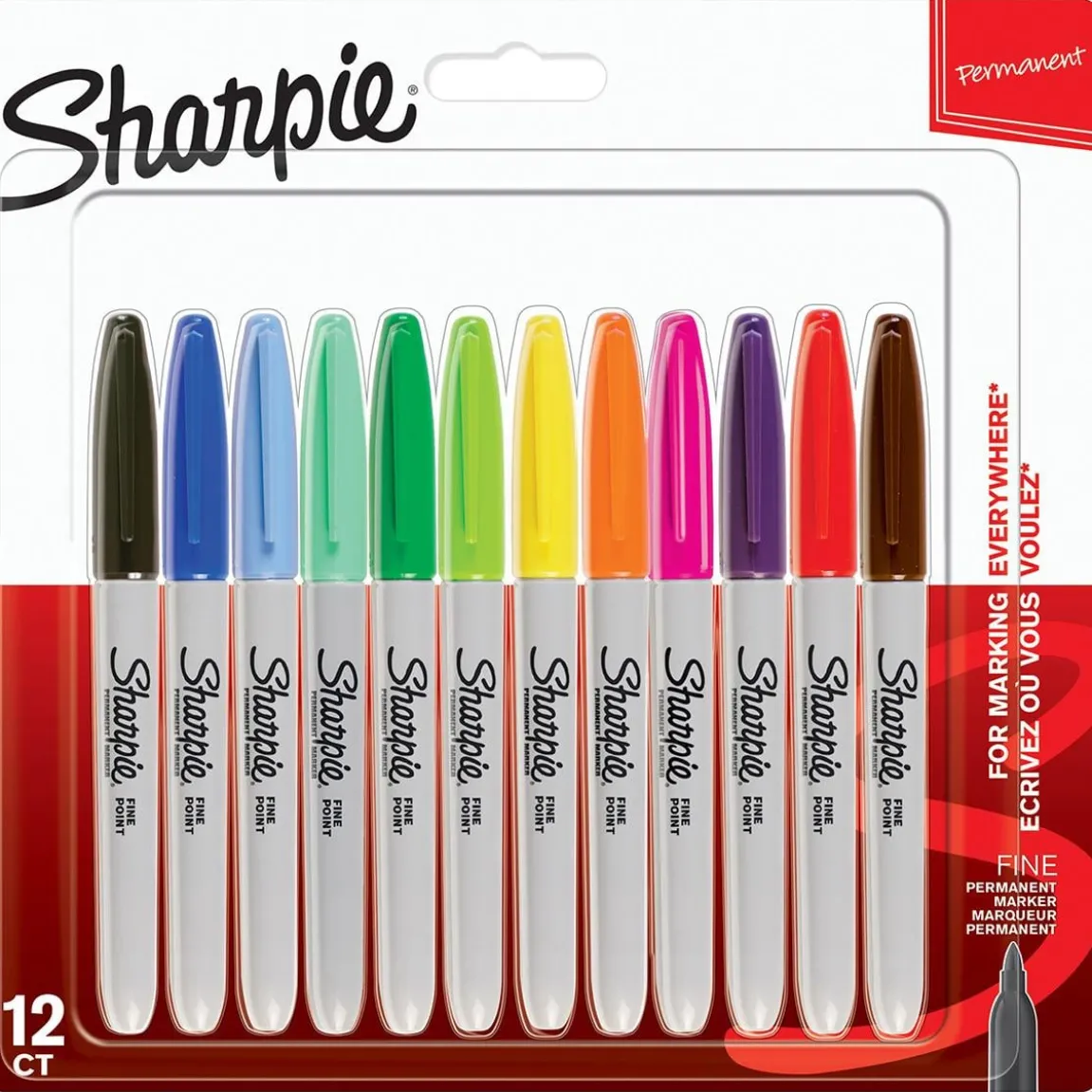 Märkpenna Sharpie Permanent 12 Färger Fine