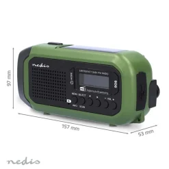 Nödradio Nedis Portabel DAB/FM Svart/Grön