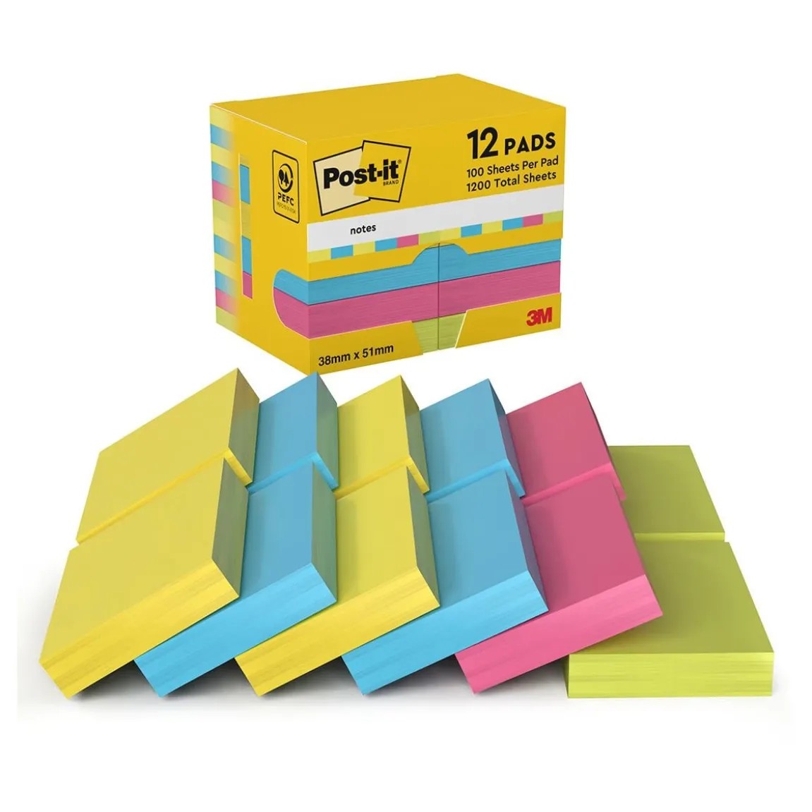 Notisar Post-it Energetic 38x51mm 100 Blad