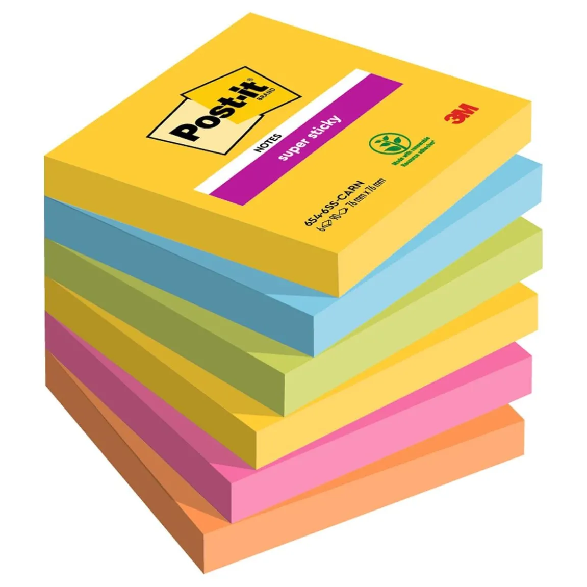 Notisar Post-it Super Sticky Carnival 76x76mm 90 Blad