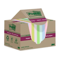 Notisar Post-it Super Sticky Recycled Mix Färg 76x76mm