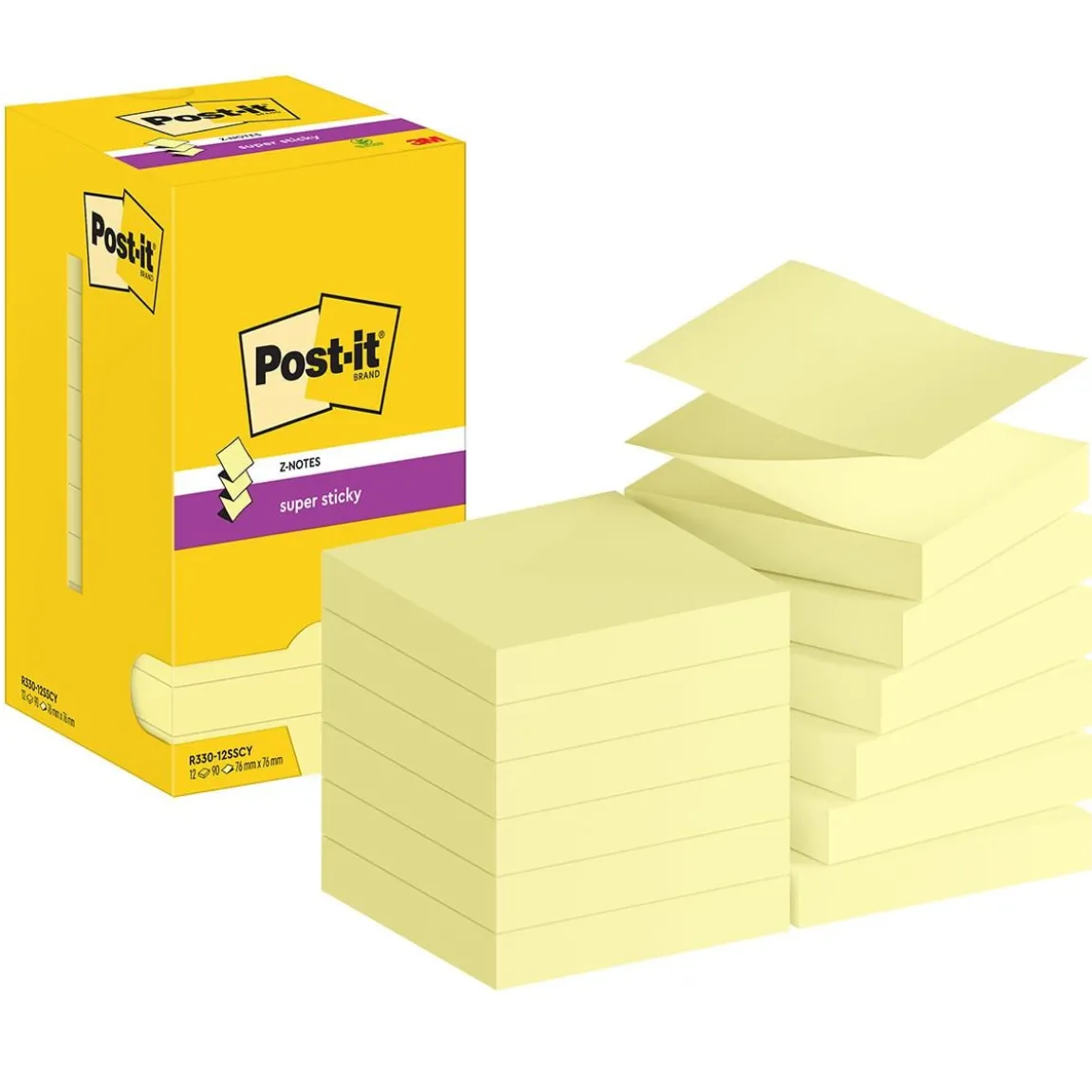 Notisar Post-it Super Sticky Z-Notes Gul 76x76mm
