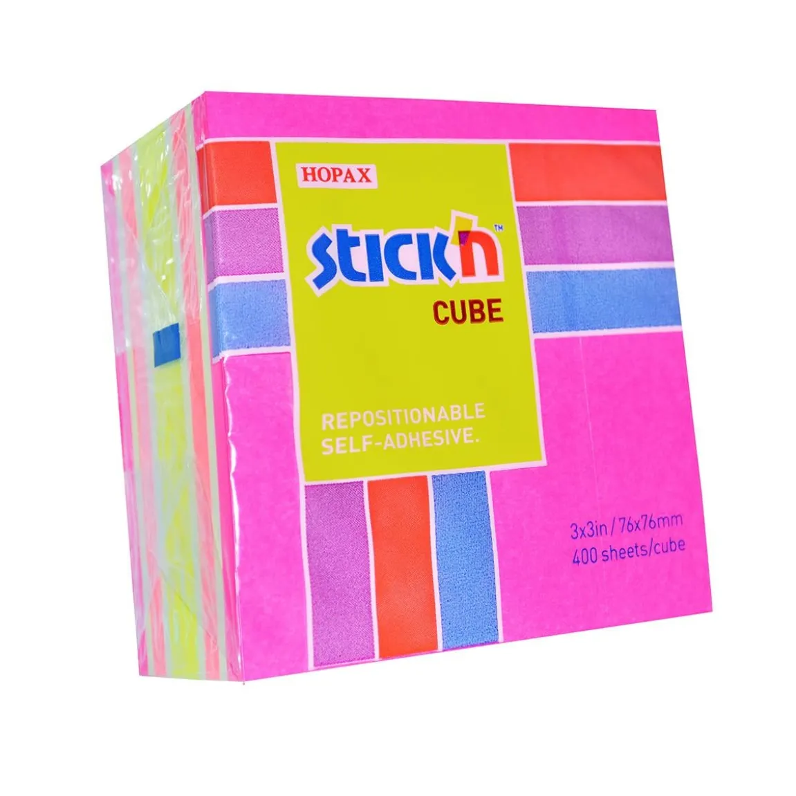Notiskub Stick´n Pastell/Rosa Neon 76x76mm 400 Blad