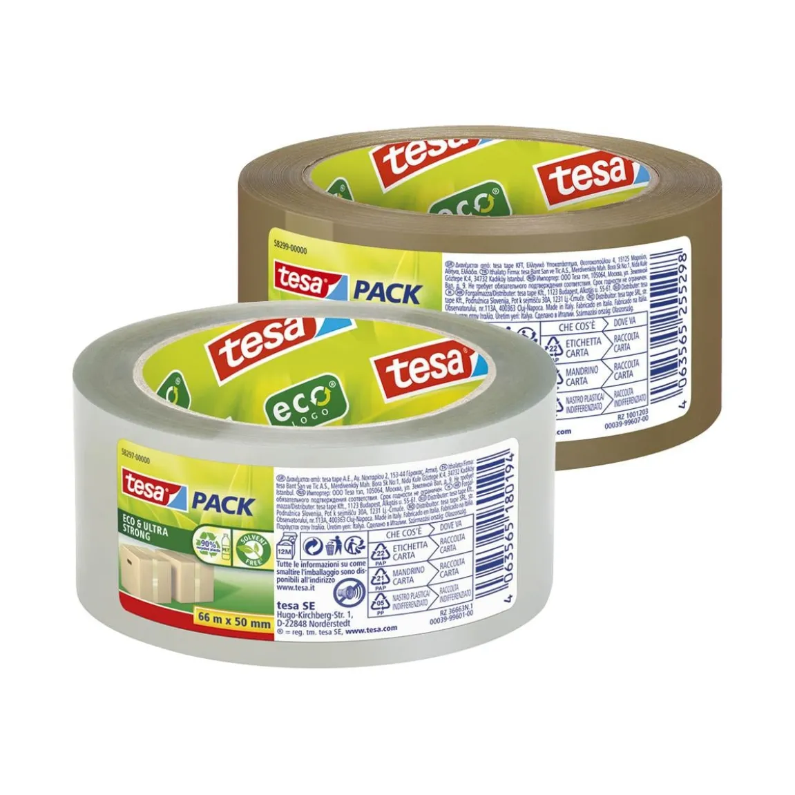 Packtejp Tesa 58297 Eco & Ultra Strong EcoLogo PET Transp 50mm x 66m