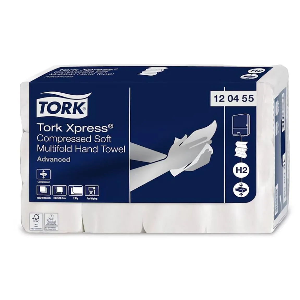 Pappershandduk Tork H2 Adv 2-lg Kompr 212x242mm