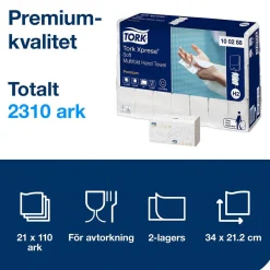 Pappershandduk Tork H2 Prem Soft 2-lg 210x340mm