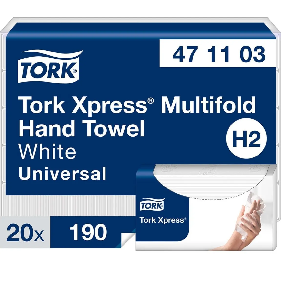 Pappershandduk Tork H2 Uni 2-lg 213x234mm