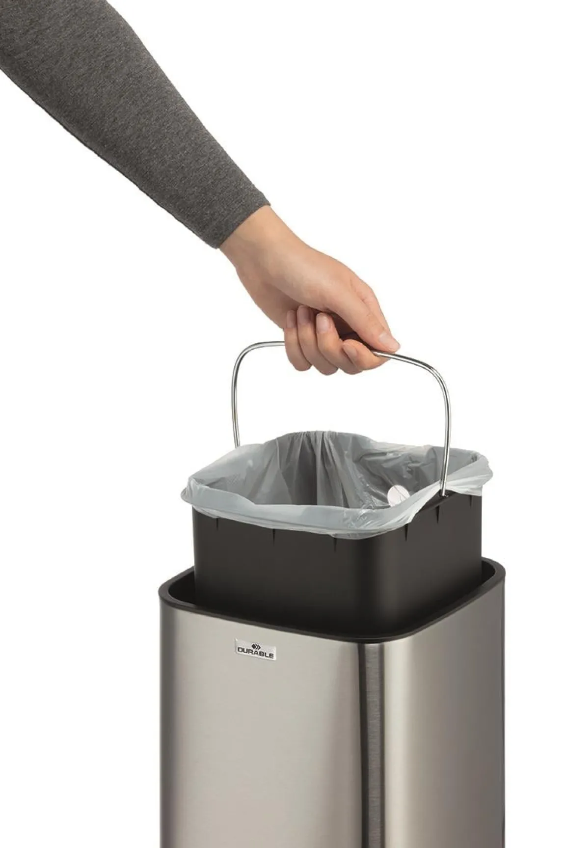 Papperskorg Durable No Touch Sensorstyrd Silver 6L