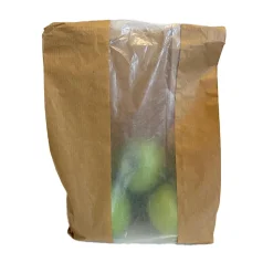 Papperspåse m fönster 3 kg Brun 200x120x390 mm
