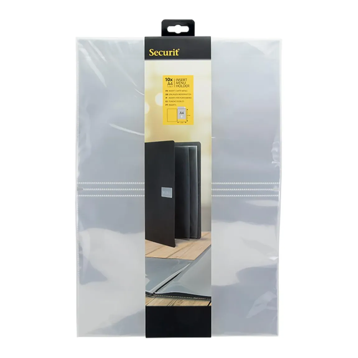 Plastficka Securit till Menypärm Transparent A4