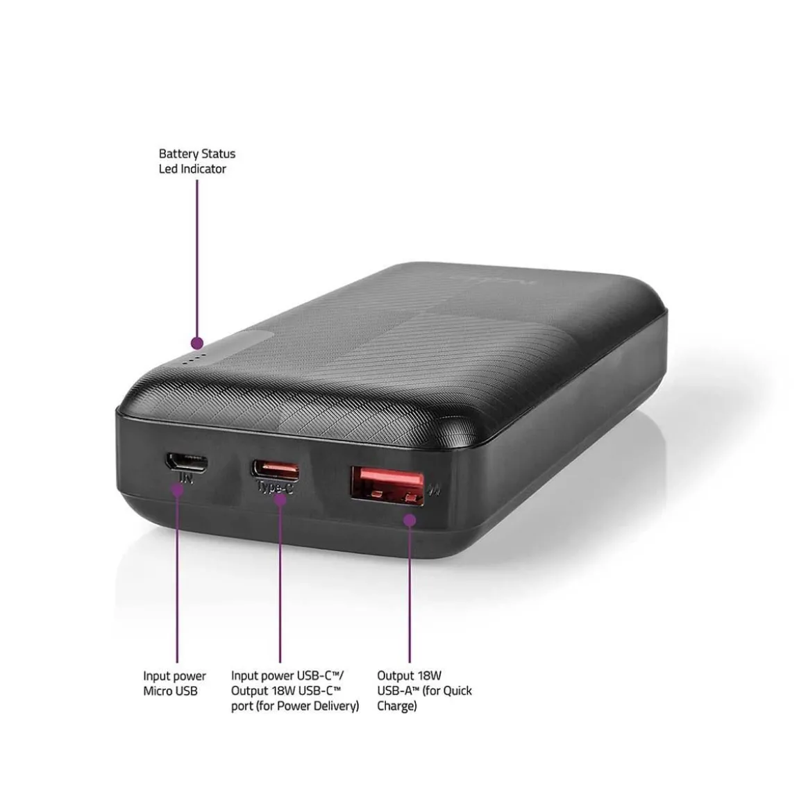 Powerbank Nedis 20000mAh Svart