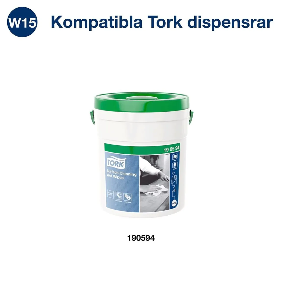 Refill Tork W15 Våtdukar För Ytrengöring Vit