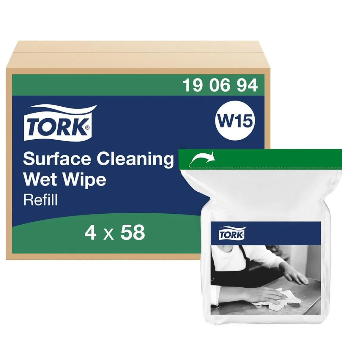 Refill Tork W15 Våtdukar För Ytrengöring Vit