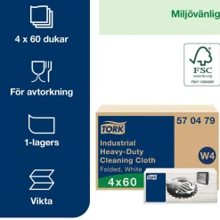 Rengöringsduk Tork W4 Extra Kraftig Vit 35,5x41,8cm