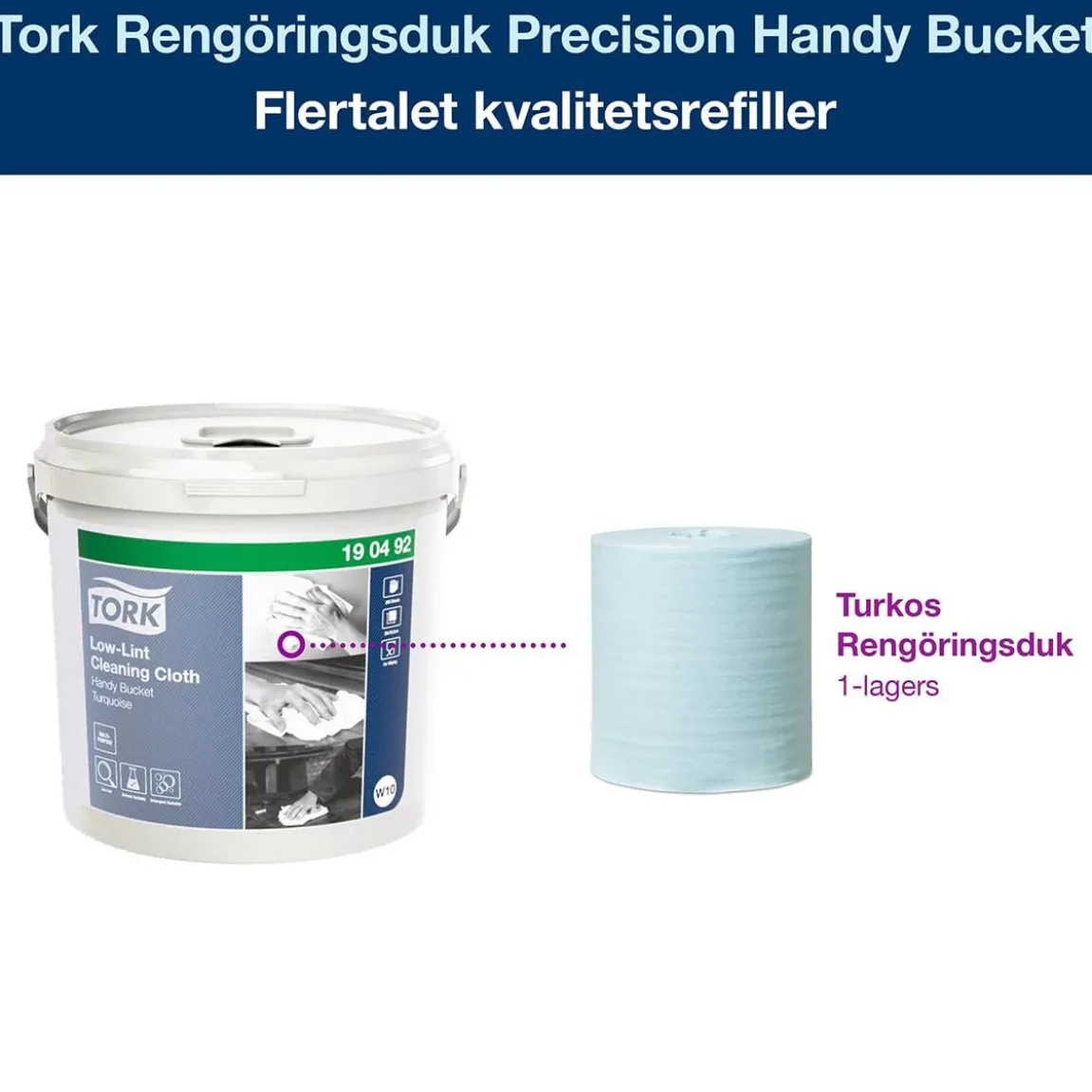 Rengöringsduk Tork W10 Precision Hink Turkos 16,5cm x 60m