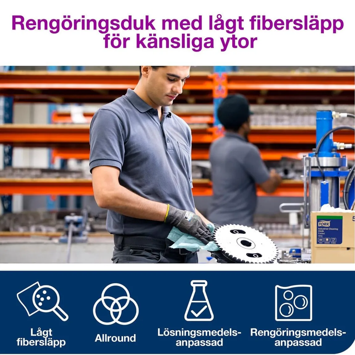 Rengöringsduk Tork W10 Precision Turkos 16,5cm x 60m
