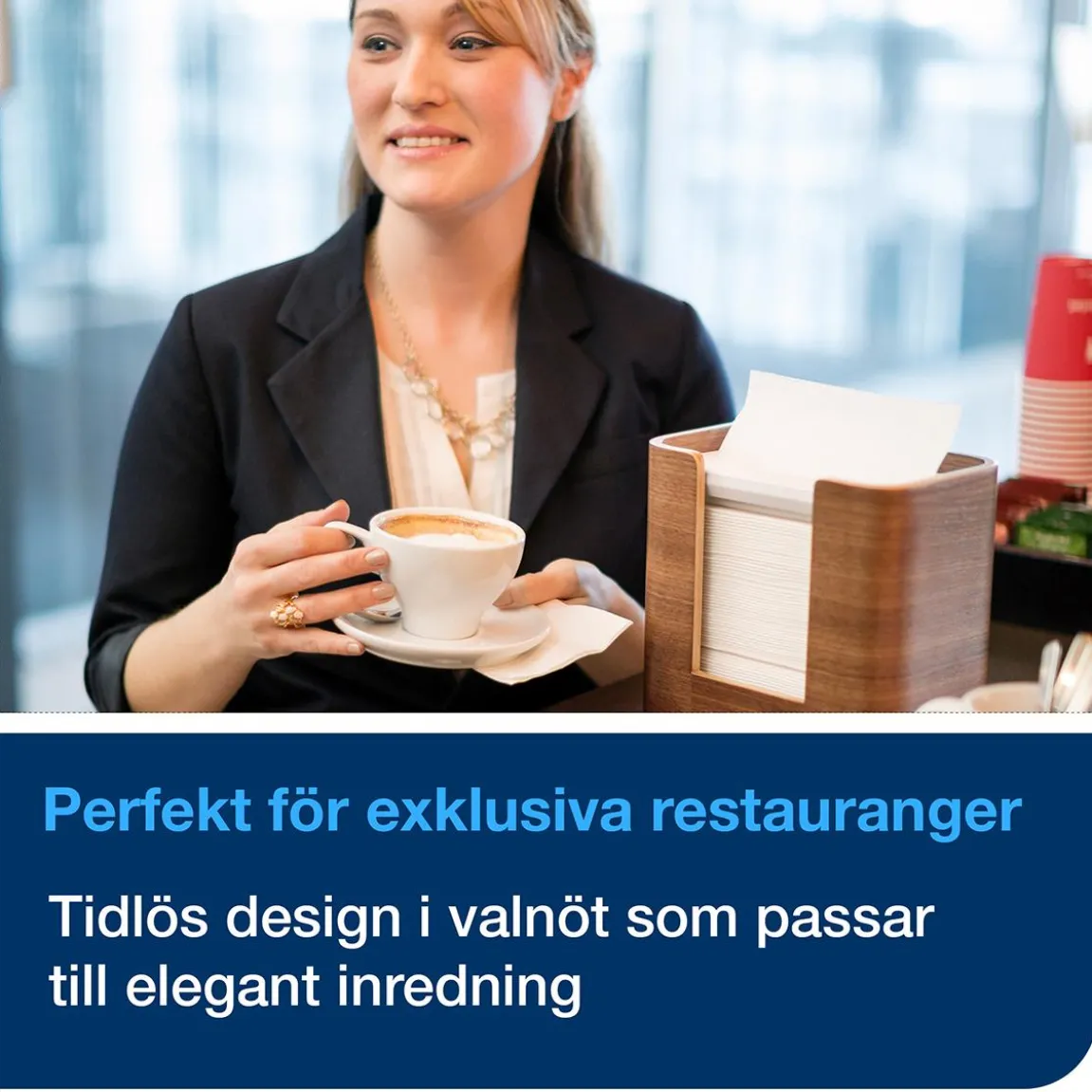 Servettdispenser Tork Xpressnap N4 Bordsmodell Valnöt