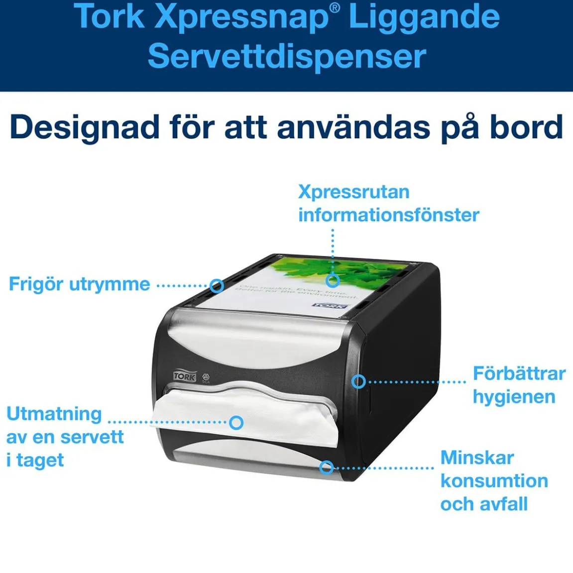 Servettdispenser Tork Xpressnap N4 Liggande Svart