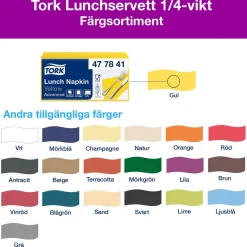 Servett Tork 2-lag Gul 33x33cm