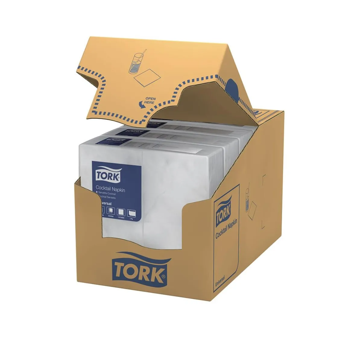 Servett Tork 1-lag Vit 24x24cm
