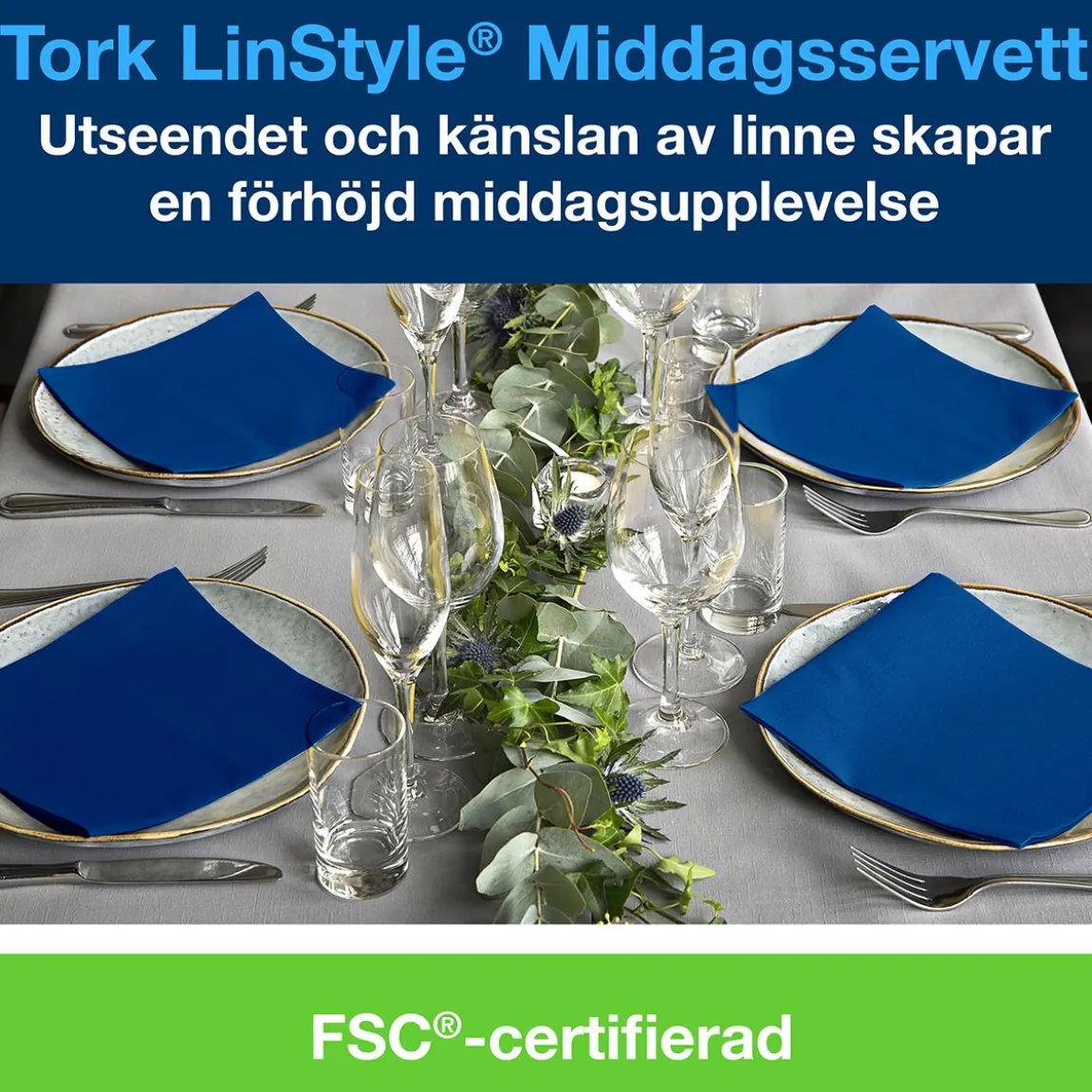 Servett Tork LinStyle Blå 39x39cm
