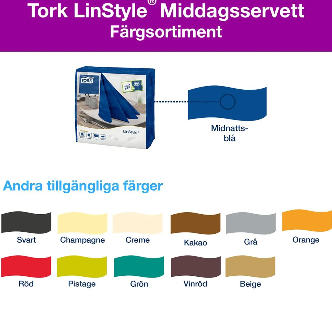 Servett Tork LinStyle Blå 39x39cm