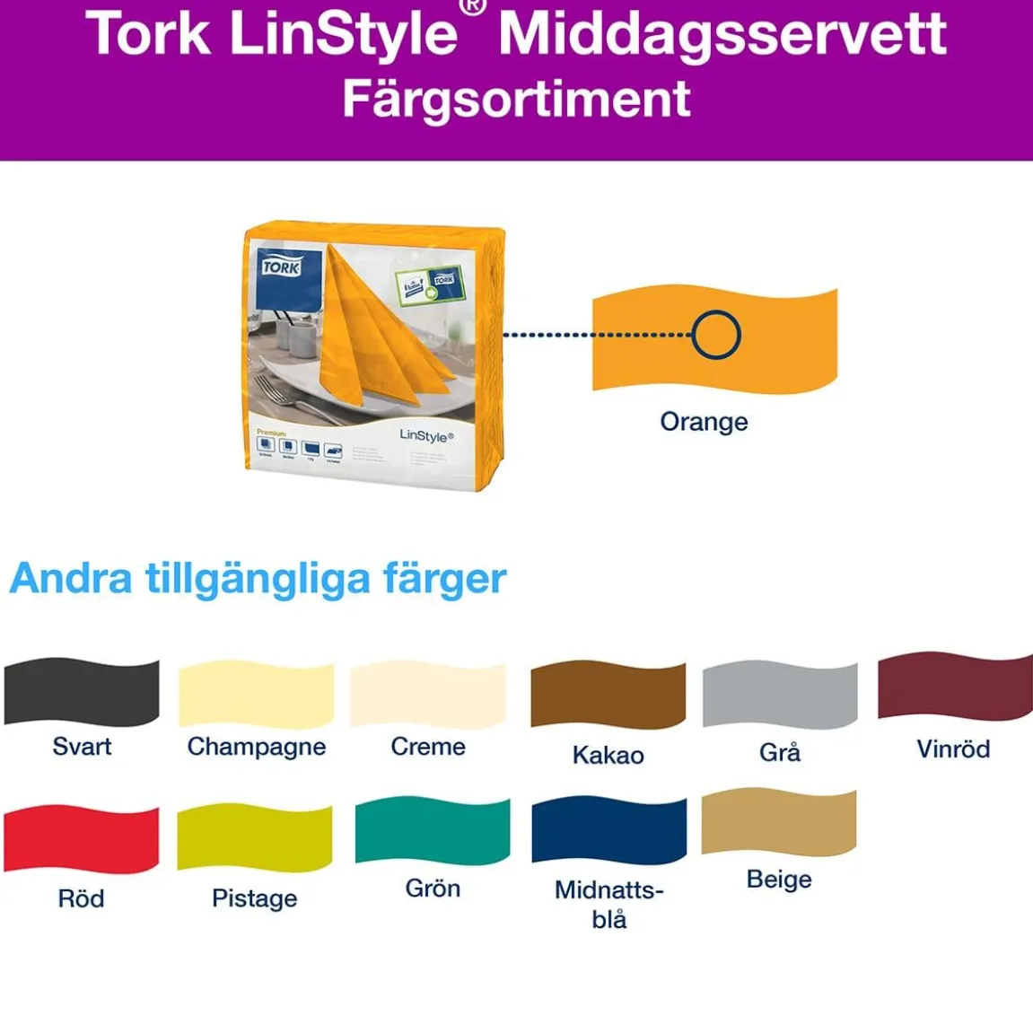 Servett Tork Linstyle Orange 39x39cm