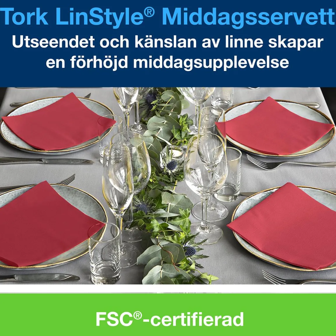 Servett Tork LinStyle Röd 39x39cm