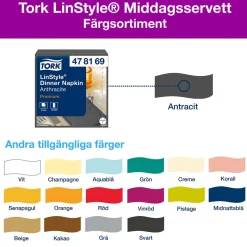 Servett Tork LinStyle 1/8 Vikt Antracit 39x39cm
