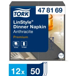 Servett Tork LinStyle 1/8 Vikt Antracit 39x39cm